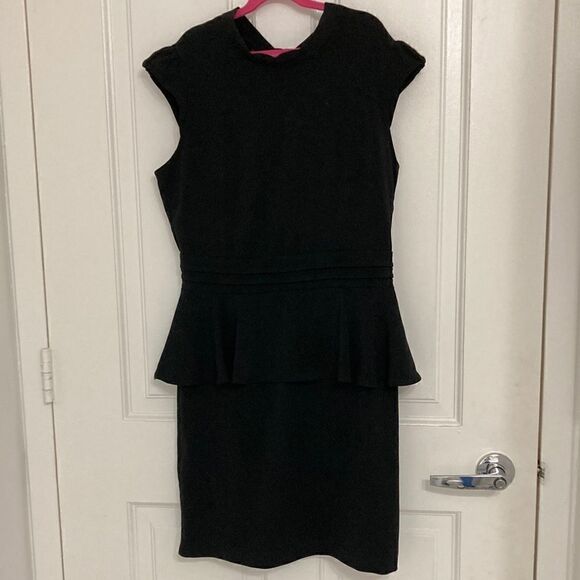 Issue NY Black Halter Dress with Ruffle Detail, Cummerbund Waist & Cap Sleeve. - Picture 3 of 10